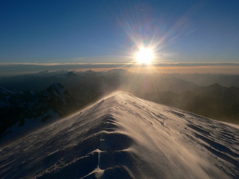 Sunrise from the top of Mont Blanc