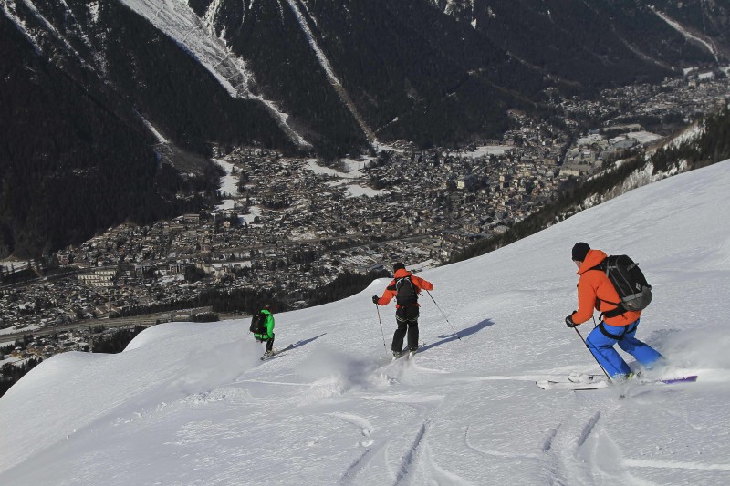 Off-piste skiing in the Chamonix Valley, Pré du Rocher